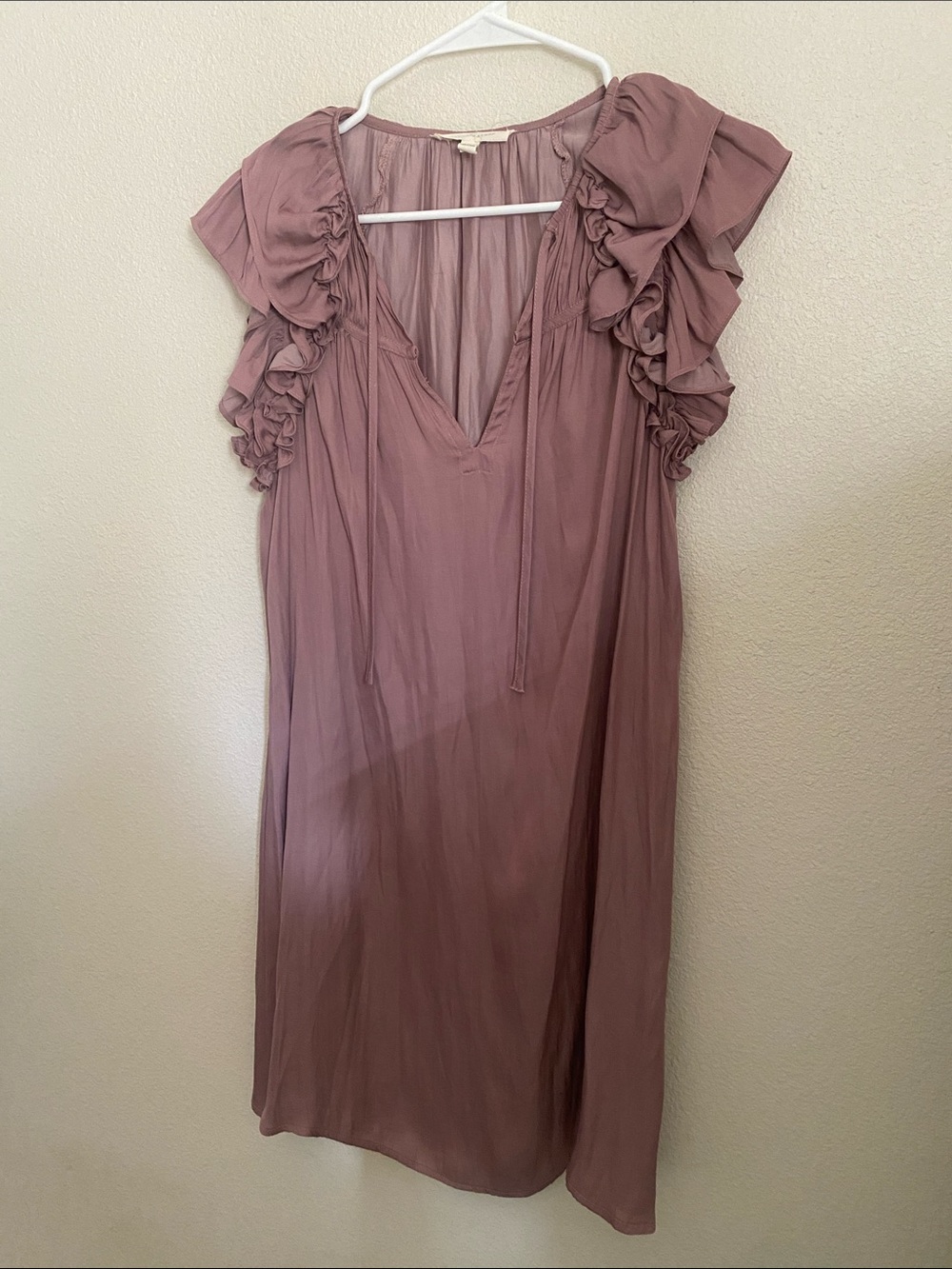 Grade and gather dress ruffled V neck shift dress